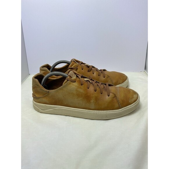 OluKai Men\'s Lae\'ahi Lī \'Ili Leather Lace Up Sneakers Fox Tan Brown Size 10.5 main image 5